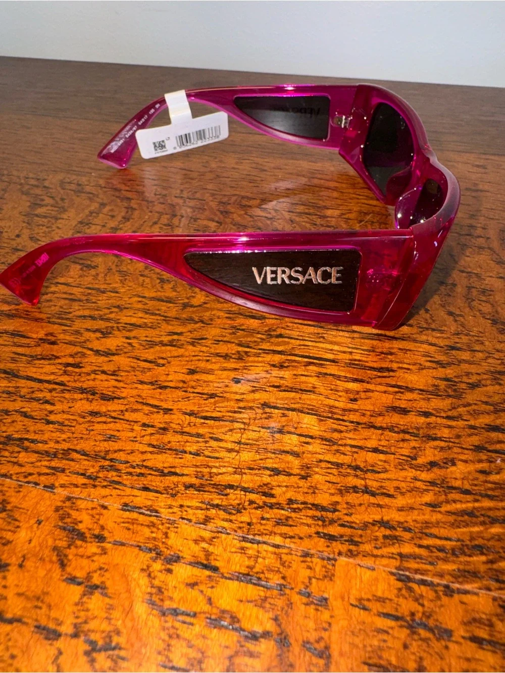 NWT Versace VE4481 Pillow Sunglasses -Transparent Fuchsia